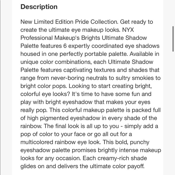 NYX Ultimate Edit Mini Eye Eyeshadow Palette Pride LGBTQ Rainbow Brights - Picture 10 of 11